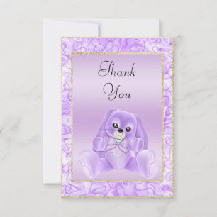 Cute Lilac Bunny  Baby Shower Thank You Card