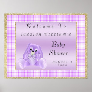 Cute Lilac Bunny "Welcome" Poster