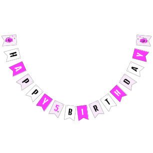 Cute lilac cat bunting flags