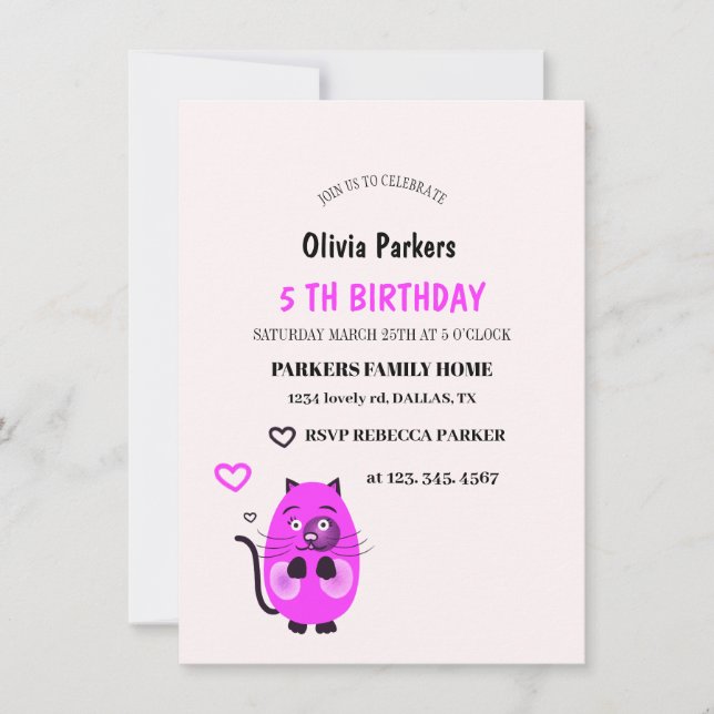 Cute lilac cat Invitation (Front)