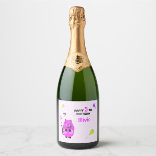 Cute lilac cat sparkling wine label