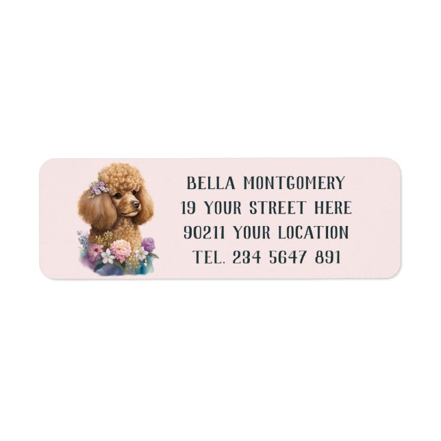 Cute Lilac Floral Poodle design Chien Purple Girl (Devant)