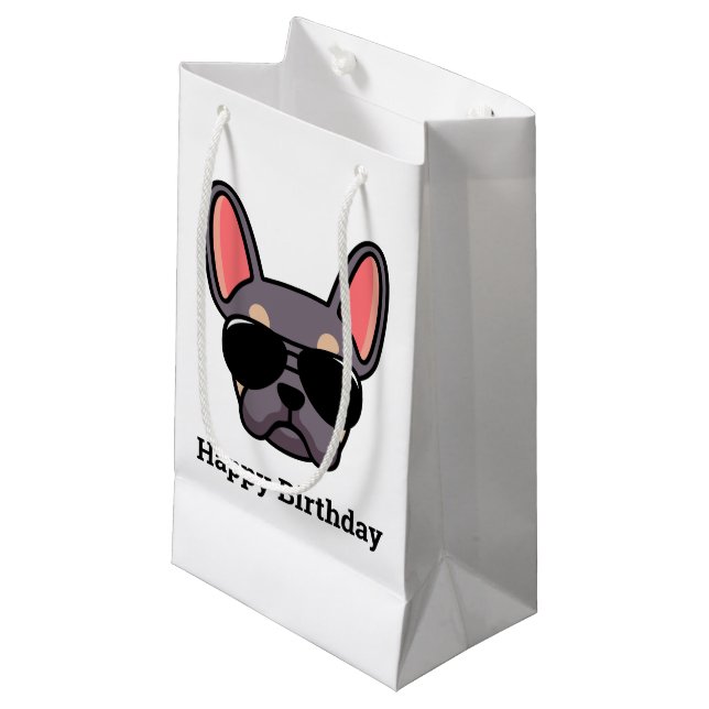 Cute Lilac Tan French Bulldog Face Small Gift Bag (Front Angled)