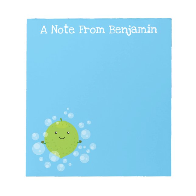Cute lime citrus fruit green cartoon illustration notepad (Front)