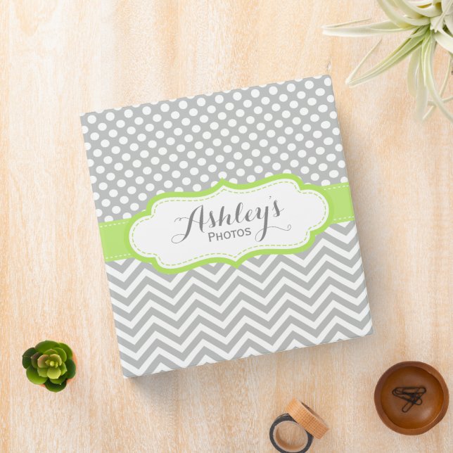 Cute Lime Green and Grey Photo Scrapbook Binder (In Situ)