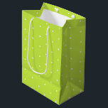 Cute lime green and white tiny polka dots pattern medium gift bag<br><div class="desc">Cute lime green and white tiny polka dots pattern modern Gift Bag.
White polka dots on lime green background.</div>