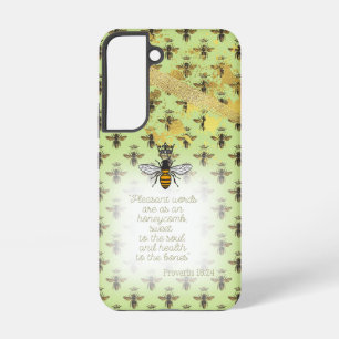 Cute Lime Green Gold Bee Matrix Faith Queen Bee Samsung Galaxy Case