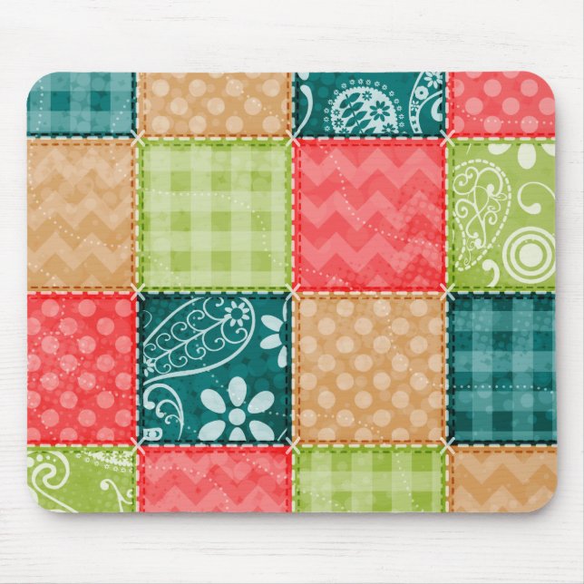 Cute Lime Green, Turquoise, and Scarlet Red Mouse Pad (Front)