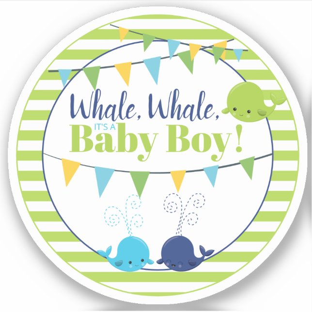 Cute Lime Green Whale Baby Shower for Baby Boy (Front)