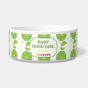 Cute Lime Pattern Baby Good Girl Pet Bowl