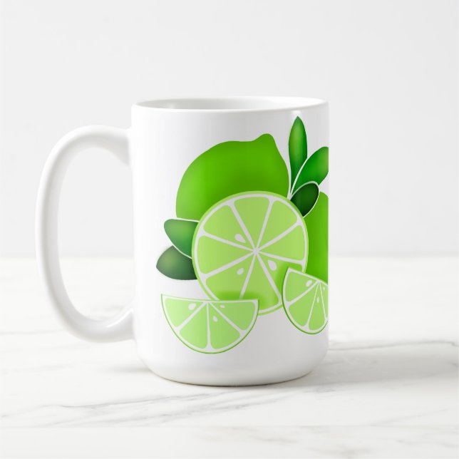 Cute Limes lime slices sunny citrus pattern     Coffee Mug (Left)