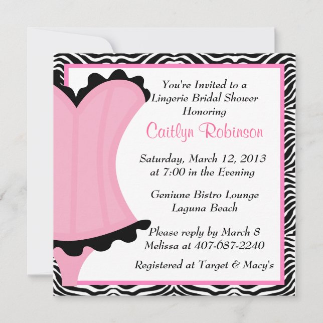 Cute Lingerie Invitation de douche nuptiale (Devant)