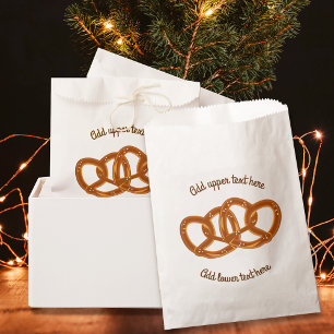 Cute Linked Pretzels - Bread Knots and fancy text Favour Bag
