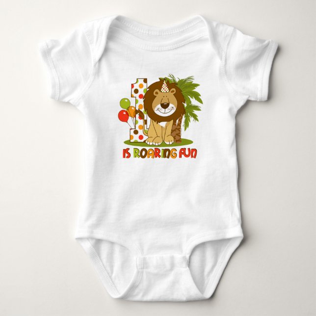 Cute Lion 1st Birthday Baby Bodysuit (Front)
