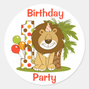 Cute Lion 1st Birthday Classic Round Sticker