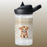 Cute lion add name with stars kids brown water bottle<br><div class="desc">CamelBak Eddy® water bottle for kids.
Personalize with a name.
This water bottle features a cute lion with stars in the colours brown and white.</div>