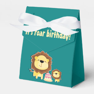 Cute Lion And Baby Cub Kids Birthday Favor Box