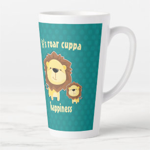 Cute Lion And Baby Cub Kids Birthday Latte Mug