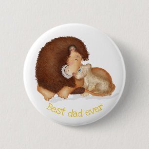 Cute lion and cub 'Best dad ever' badge 2 Inch Round Button