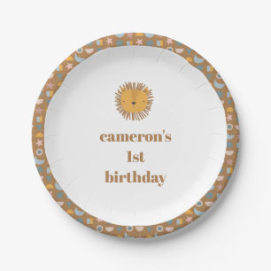 Cute Lion Baby Kids Animal Custom Birthday Party Paper Plate