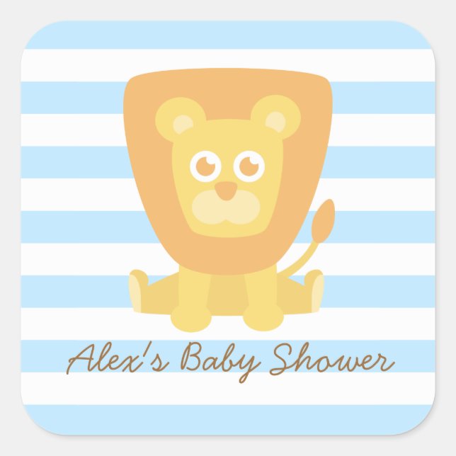Cute Lion Baby Shower Decoration Square Sticker (Front)