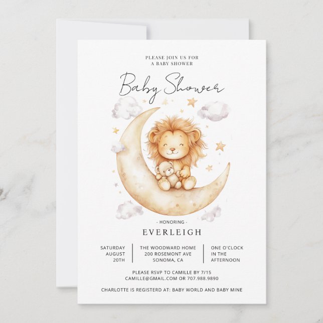 Cute Lion Baby Shower Invitation (Front)