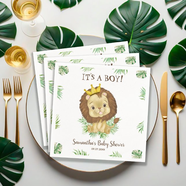 Cute Lion Baby Shower Theme Baby Shower Napkin (Creator Uploaded)