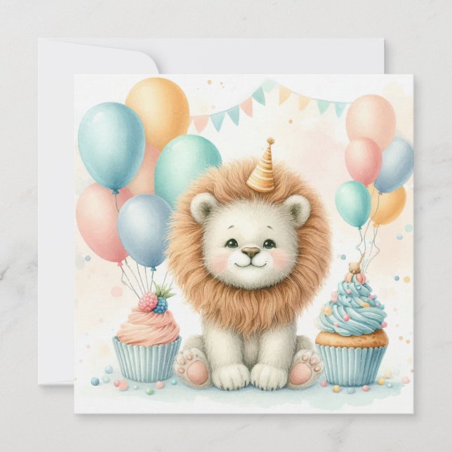 Cute Lion birthday Card (Front)
