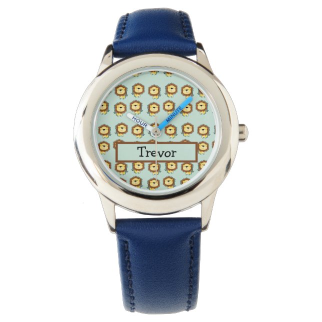 Cute lion blue pattern watch (Front)