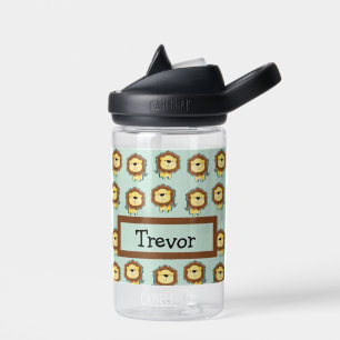 Cute lion blue pattern water bottle