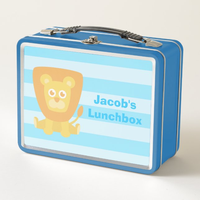 Cute Lion Boy Personalized Lunch Box (Front)