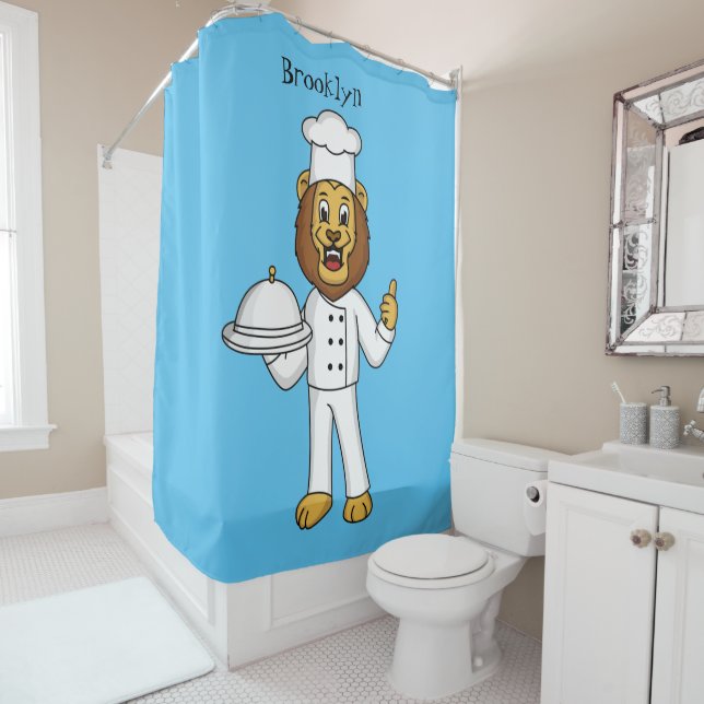 Cute lion chef cartoon illustration  (In Situ)