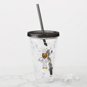 Cute lion chef cartoon illustration  acrylic tumbler