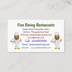 Cute lion chef cartoon illustration business card