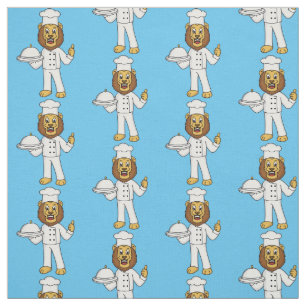 Cute lion chef cartoon illustration fabric