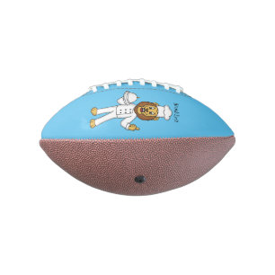 Cute lion chef cartoon illustration football