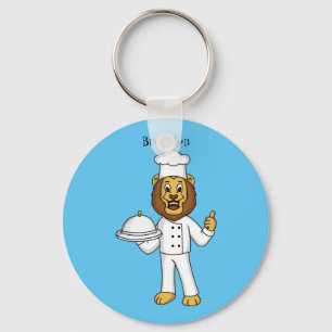Cute lion chef cartoon illustration keychain