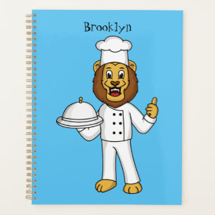 Cute lion chef cartoon illustration planner