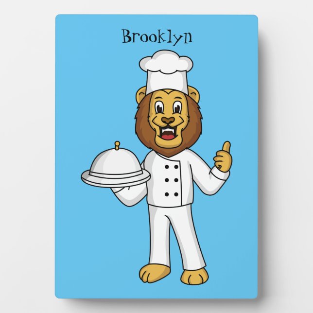 Cute lion chef cartoon illustration  plaque (Front)