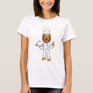 Cute lion chef cartoon illustration T-Shirt