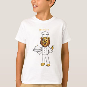 Cute lion chef cartoon illustration  T-Shirt