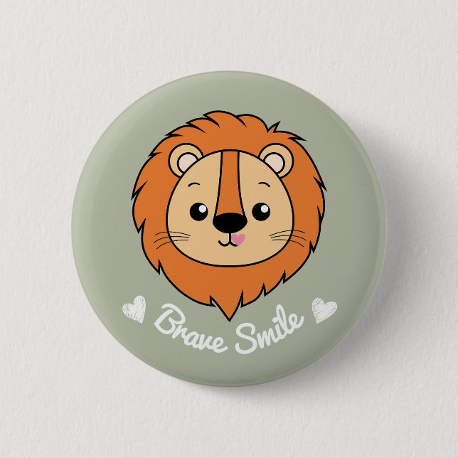 Cute Lion Cleft Lip and Palate Awareness Support 2 Inch Round Button (Front)