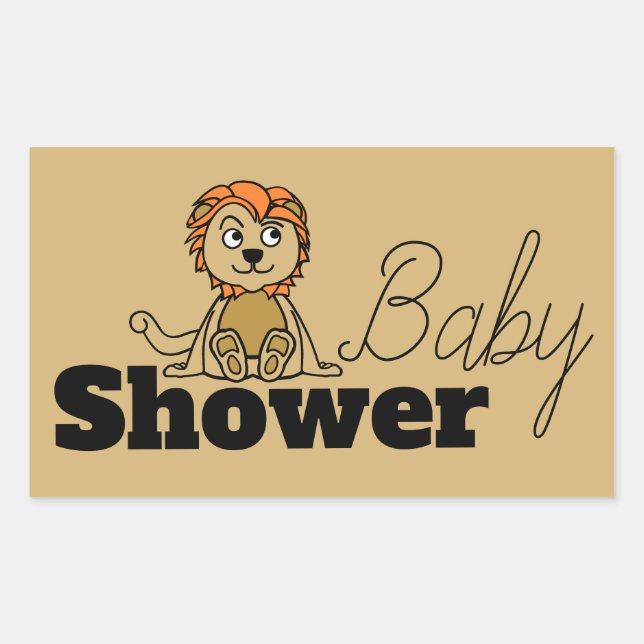 Cute Lion Cub, Baby Shower Sticker (Front)
