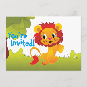 Cute Lion Cub Birthday Party Invitation