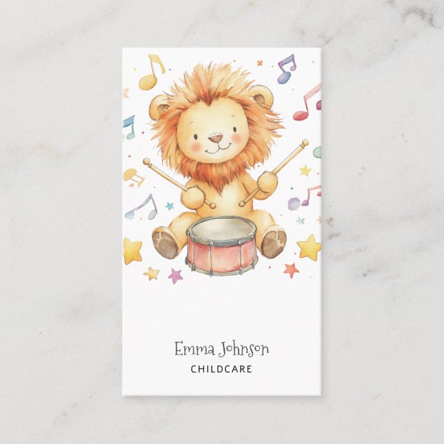 Cute Lion Cub Carte de visite de garde d'enfants (Devant)