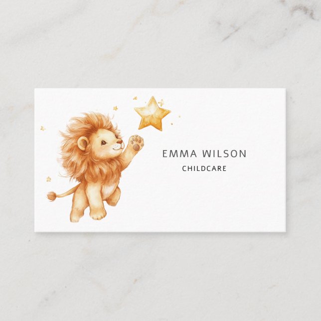 Cute Lion Cub Carte de visite de garde d'enfants (Devant)