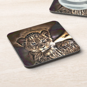 Cute lion cub coaster