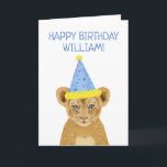 Cute Lion Cub Illustration Happy Birthday Card<br><div class="desc">cute lion cub illustration personalized name "happy birthday" card . Customizable</div>