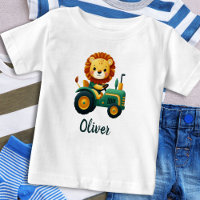 Cute Lion Cub on Charming Green Tractor
