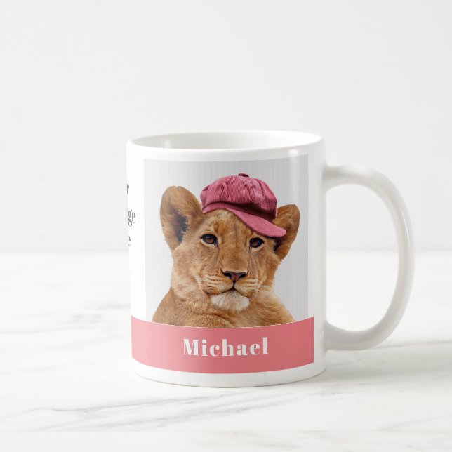 Cute Lion Cub Personalize Name & Message Coffee Mug (Right)